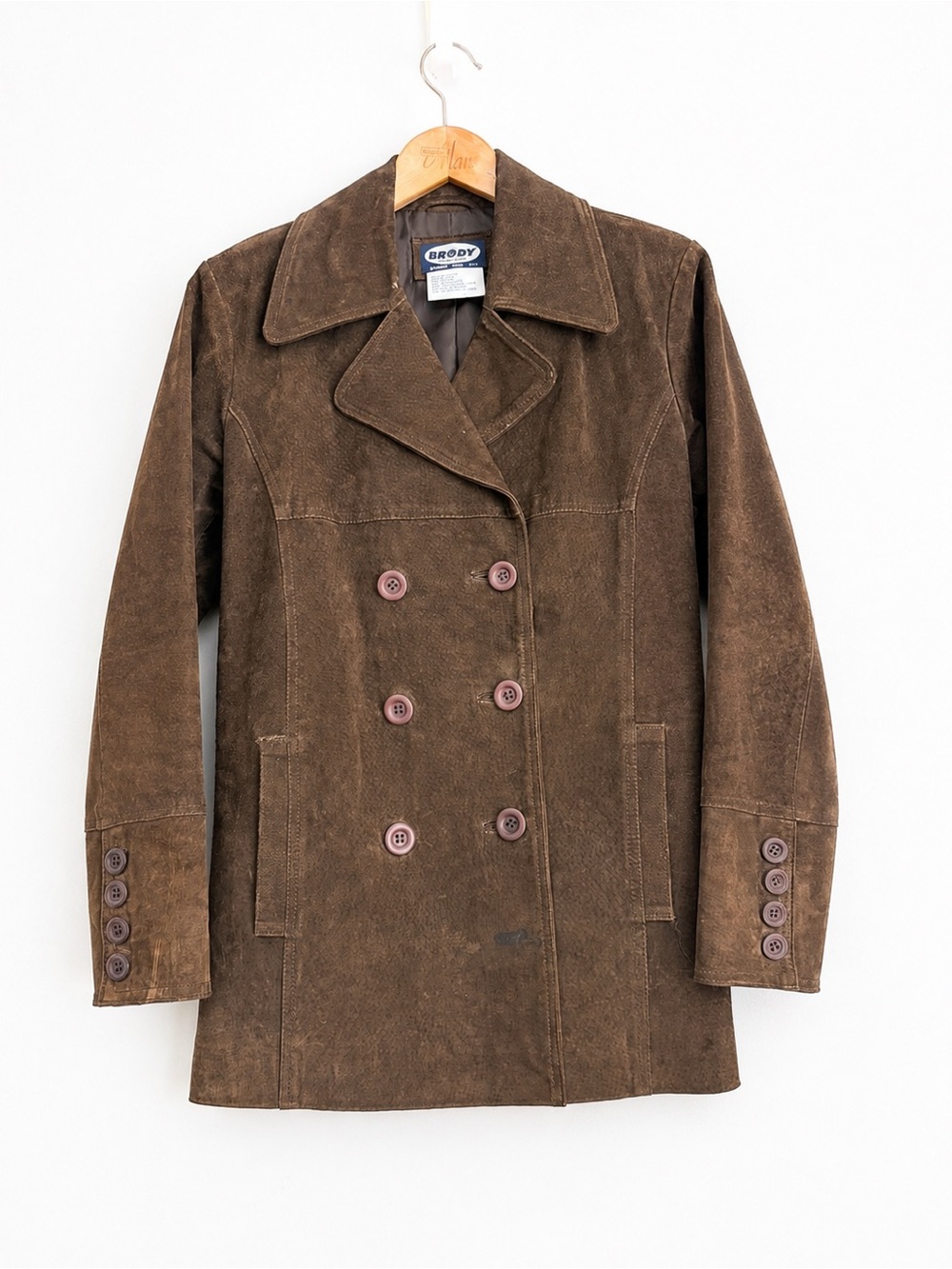 Vintage 1990s Brody Brown Suede Car Coat Western Boho S